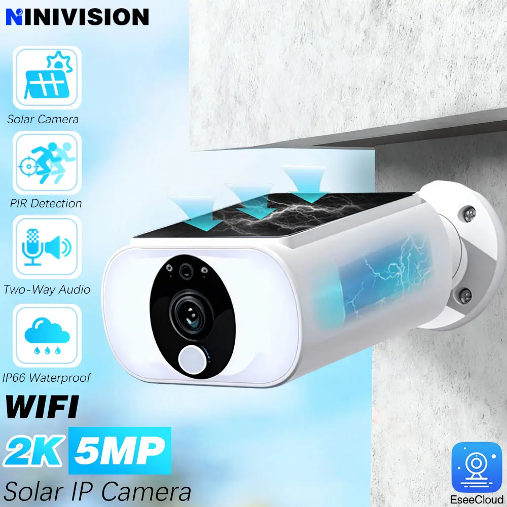 5MP Outdoor Solar Batterie IP Kamera Drahtlose WIFI Ultra Standby-Zeit PIR Menschliche Erkennung Licht Farbe Nachtsicht EseeCloud App Image