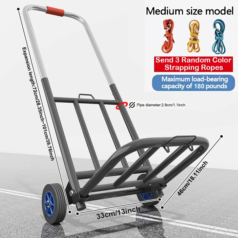 Klappbarer Einkaufswagen aus Metall für den Haushalt. Tragbarer, leichter Teleskop-Trolley-Gepäckaufhänger, Materialhandhabungswagen Image