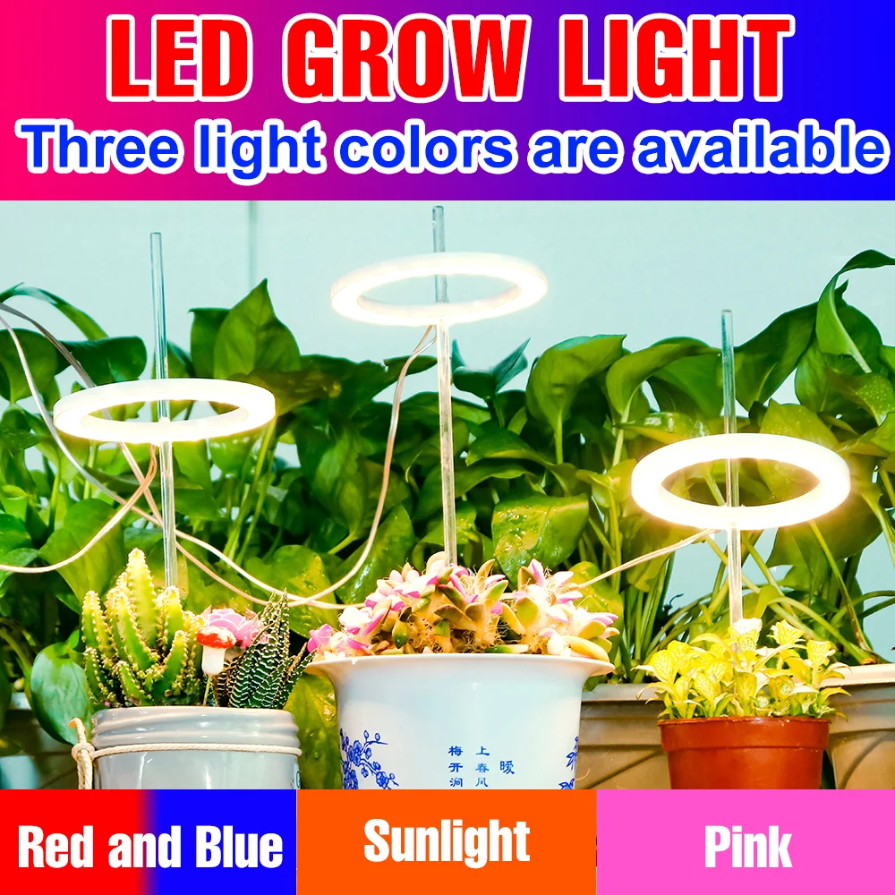 USB DC5 LED-Wachstumslicht, volles Spektrum, Zimmerpflanzenlampe, dimmbar, mit 24-Stunden-Timing, Topf, Sukkulenten, Kaktuspflanzen, Füllbeleuchtung Image