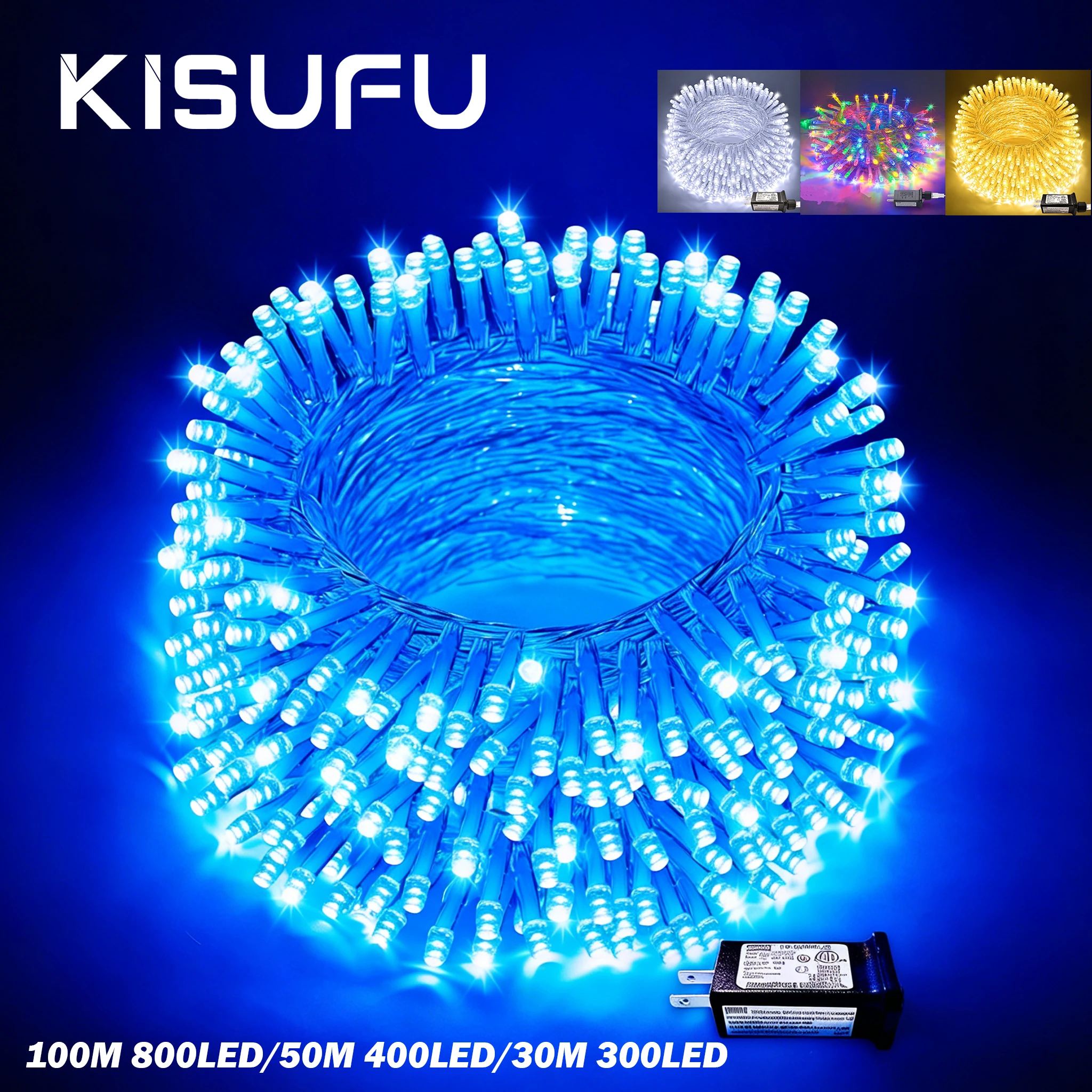 24 V 100/800 LED-Lichterkette, 8 Modi, wasserdicht, blau, weiß, warm, RGB-LED-Lichterkette, Hof, Weihnachten, Party, Hochzeit, Dekoration
