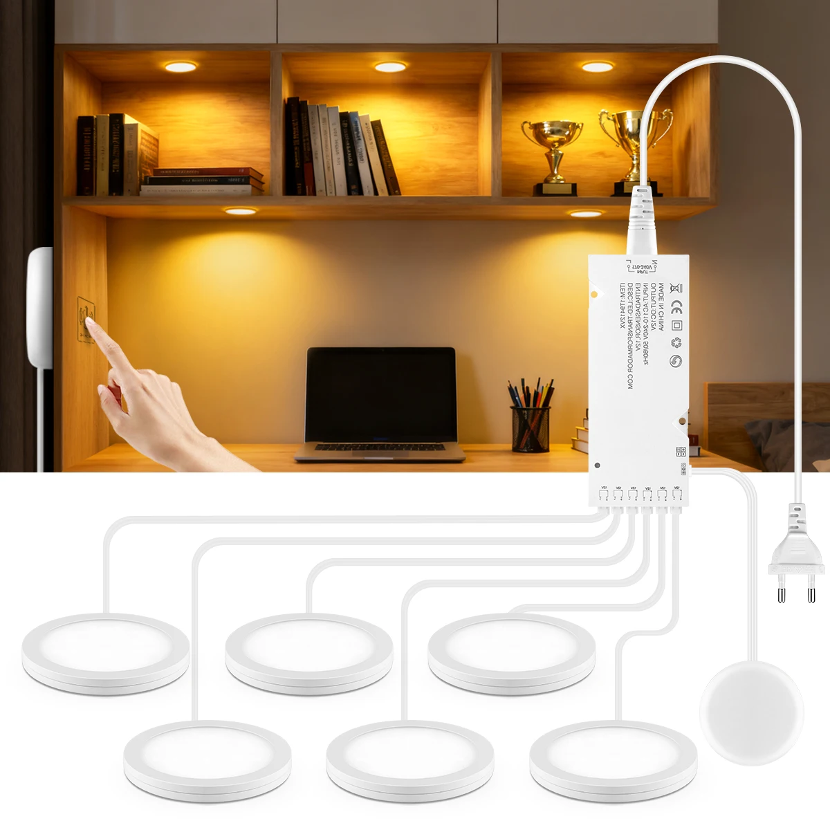 Mini-Aluminium-LED-Unterschrankleuchten, dimmbar, Berührungssensor, Bewegungsmelder, LED-Deckenleuchte, Bücherregal, Kleiderschrank, Schrankdekoration