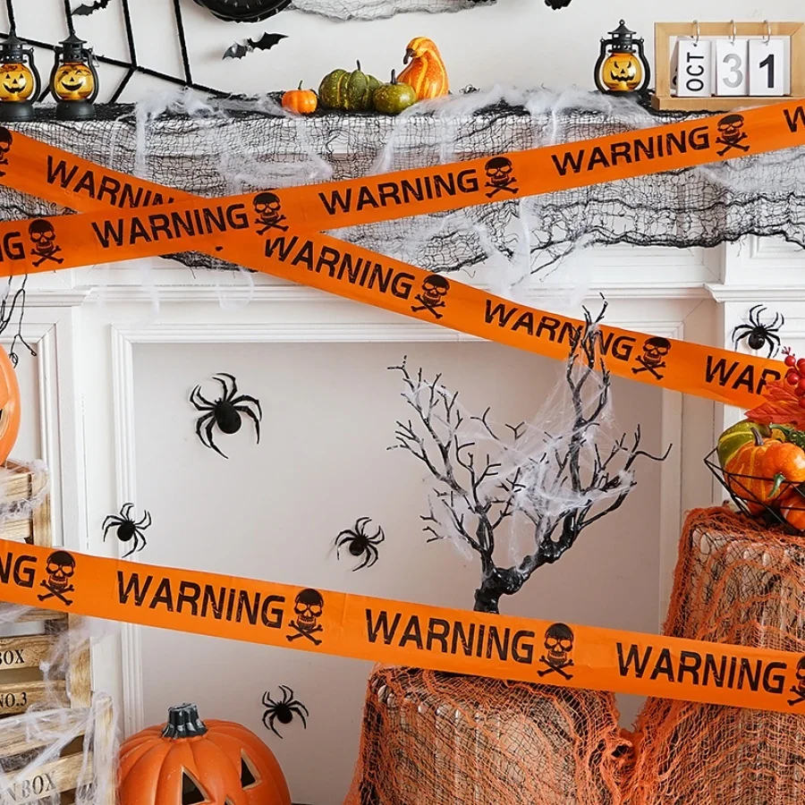 1 stücke Halloween Warnst reifen Kunststoff Isolation Gürtel Party Spukhaus Dekoration europäische und amerikanische Horror Atmosphäre Warn linie Image
