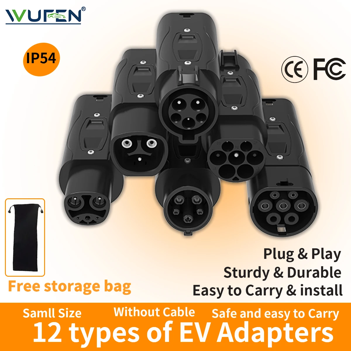 WUFEN 32A 7KW EV-Ladegerät-Adapter Typ 2 auf GBT-Aufladung für Elektrofahrzeug-Anschluss Typ 2 auf Typ 1 SAE J1772 7,2 kW Konvektor