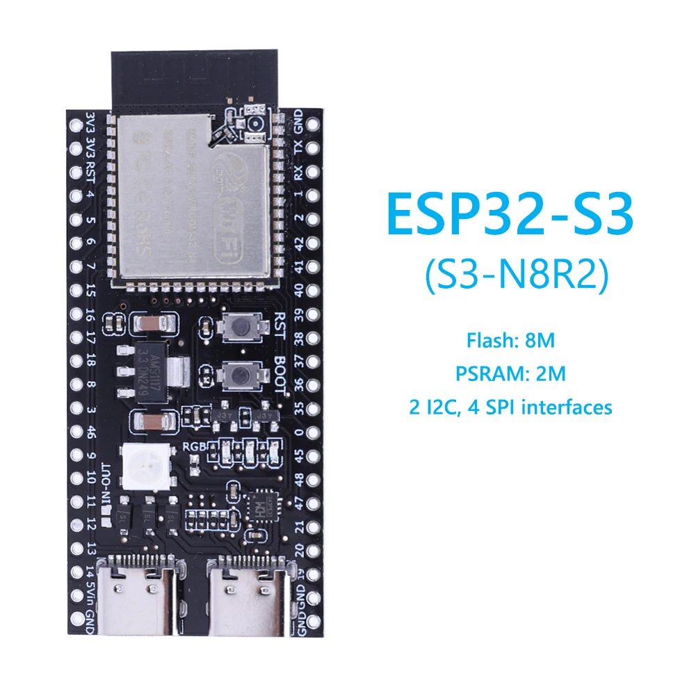 ESP32 S3 Entwicklungsboards mit Erweiterungsadapter-Kit 2,4G Wifi BT Modul ESP32-S3-1 N8R2 N16R8 44Pin Typ-C ESP32-S3 für Arduino Image