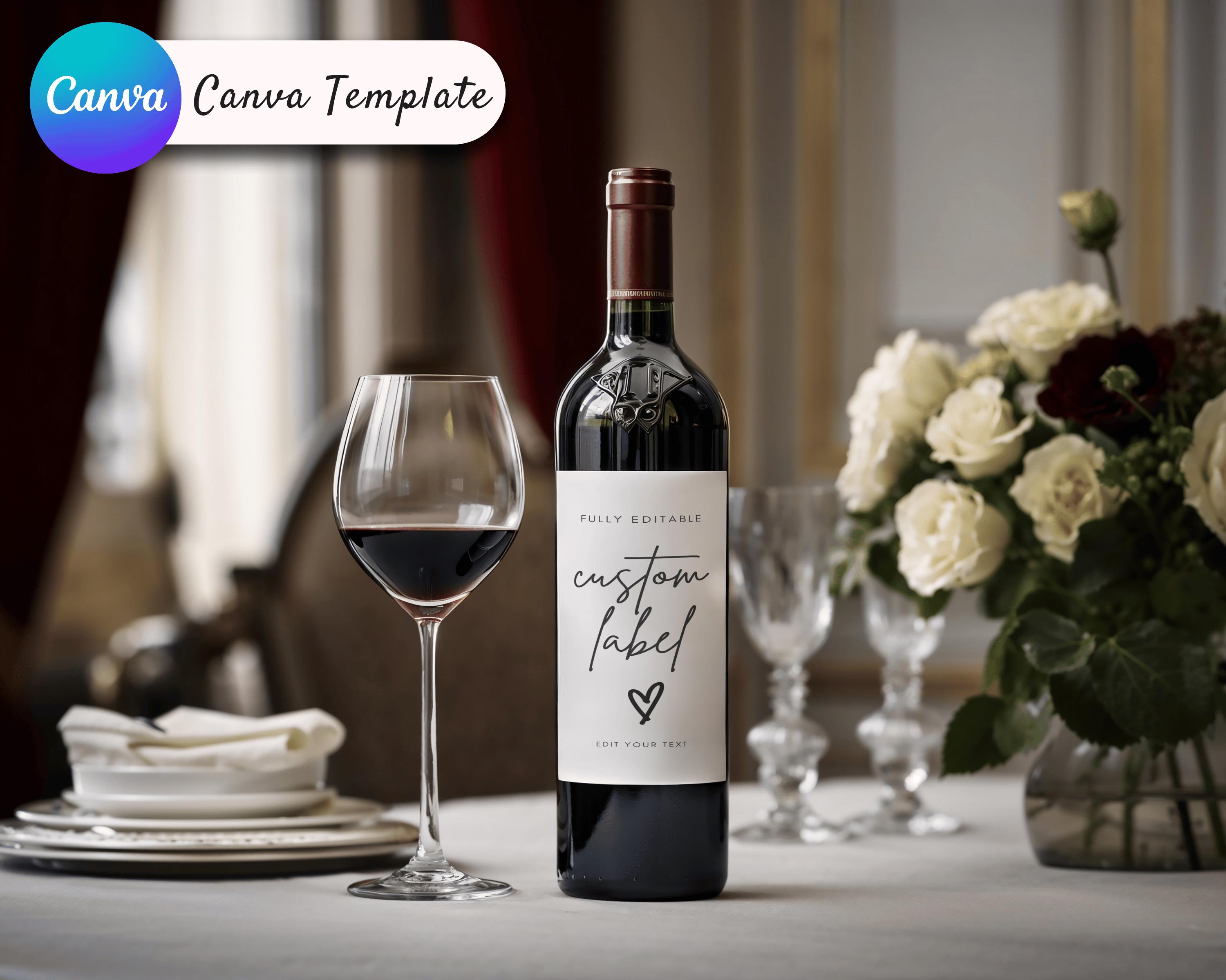 Modello di etichetta per vino personalizzata, etichette per vino stampabili, modello di etichetta per vino, etichetta regalo personalizzata per vino,