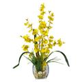 Nearly Natural Dancing Lady Orchid Liquid Illusion Artificial Flower Arrangement Yellow