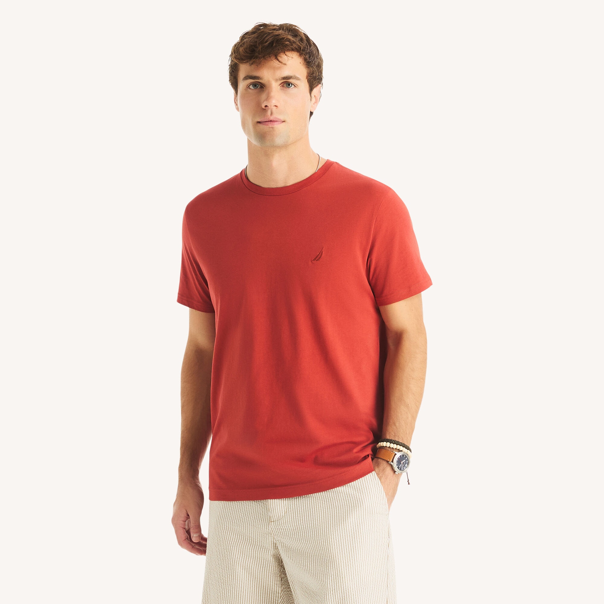 Nautica Men's Crewneck Deck T-Shirt 817 (Coral Reef Heather), XS
