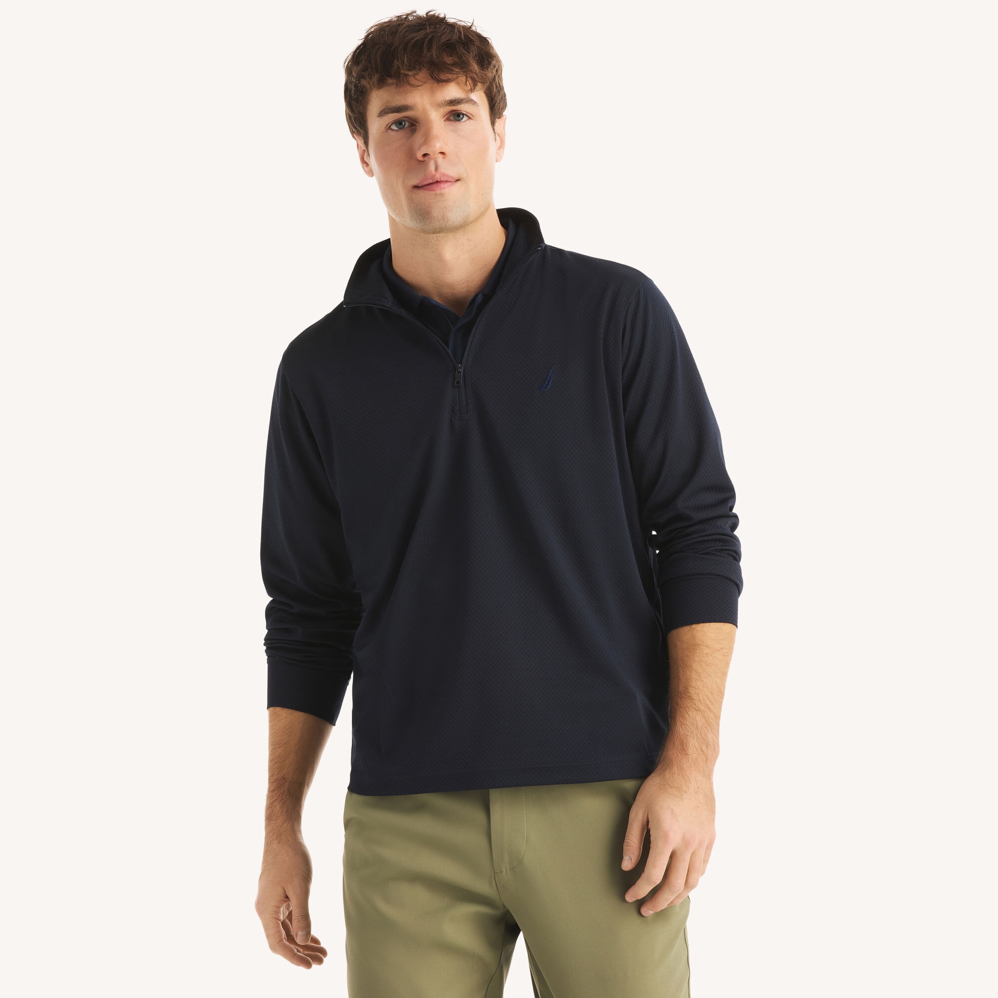 Nautica Men's Performance Printed Half-Zip Pullover 482 (Stellar Blue Heather), XL