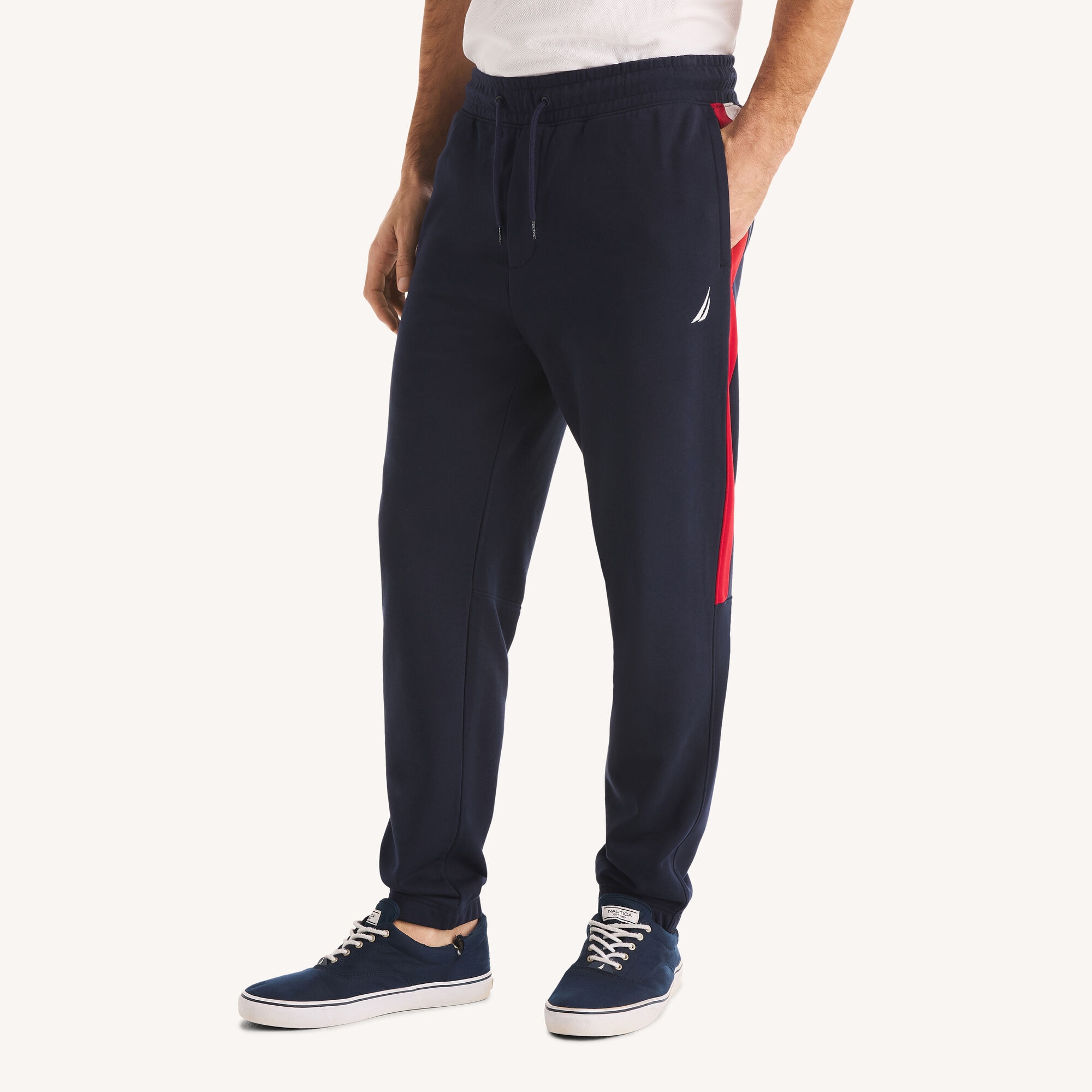 Nautica Men's Colorblock Fleece Jogger 482 (Stellar Blue Heather), M