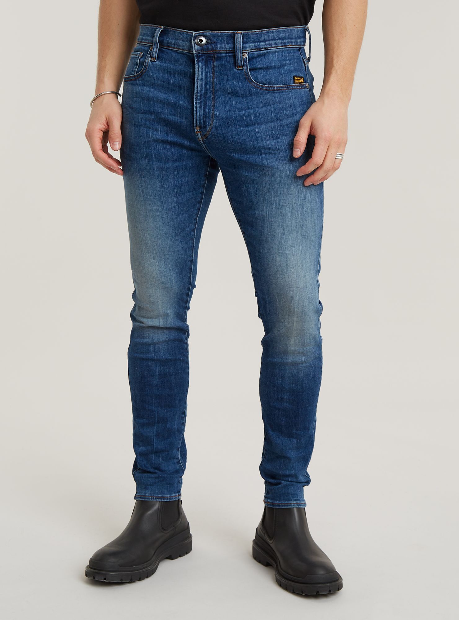 Regular-fit-Jeans G-STAR "Revend Skinny Jeans", Herren, Gr. 38, Länge 38, medium indigo aged, Obermaterial: 7% Elastomultiester, 1% Elasthan, Jeans
