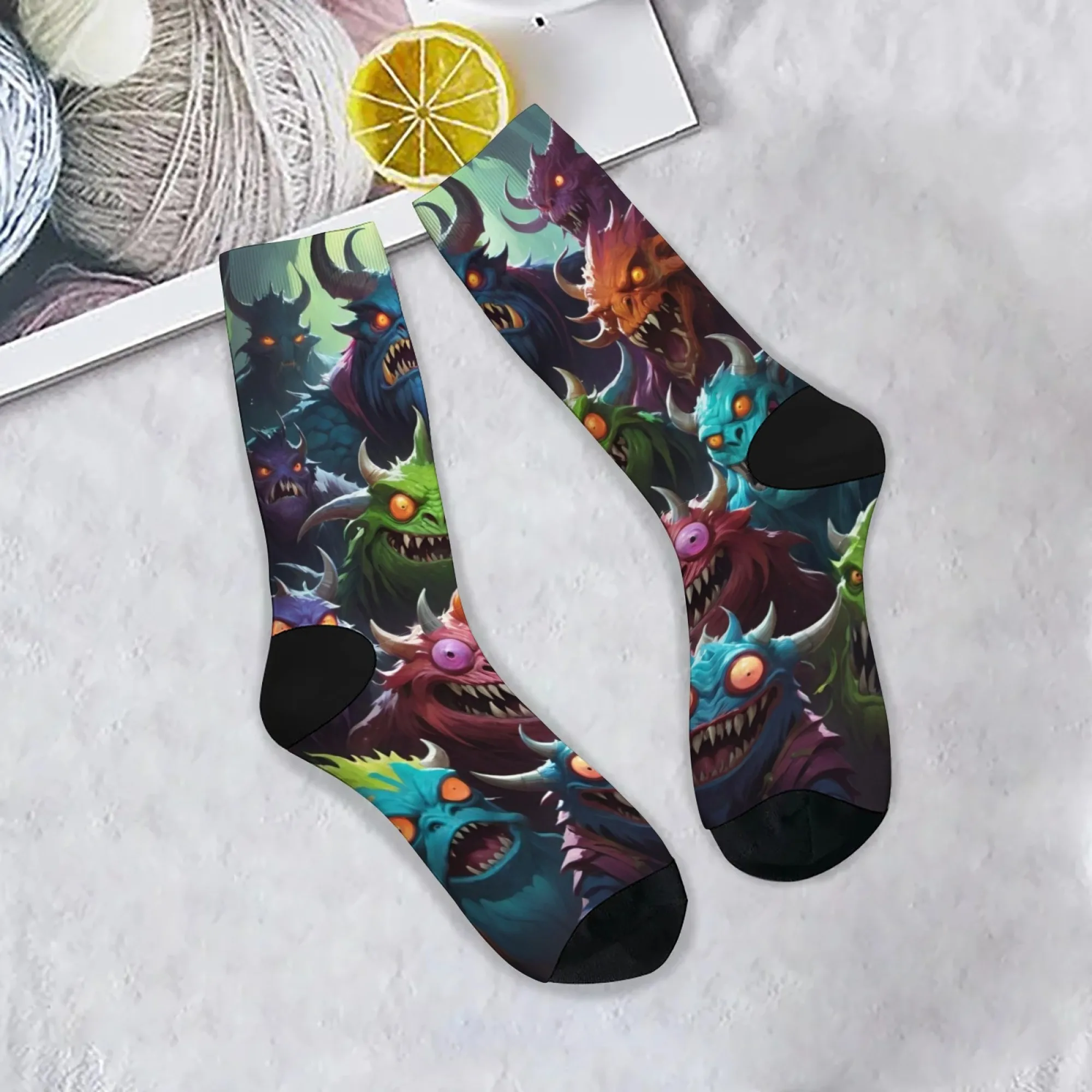 Fantasy Cartoon Monster Muster Zubehör Herrensocken Neuheit Harajuku Lustige Straße Retro Happy Crew Socken Party Urlaub Geschenk Image