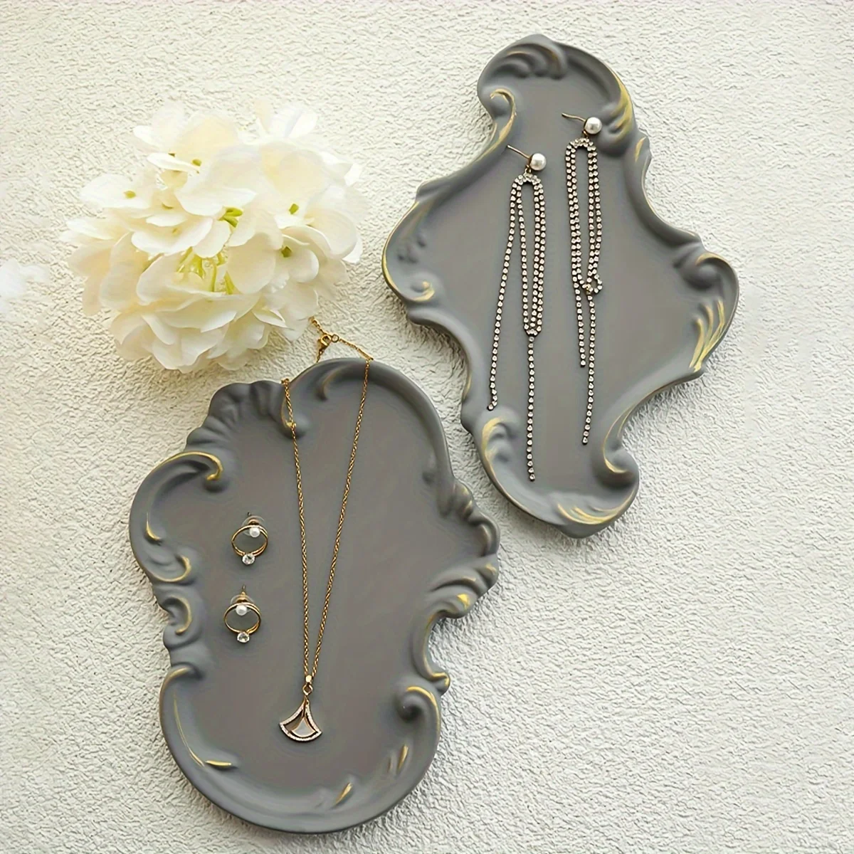 2PCS Barock Stil TablettSilikon Form DIY Hause Dekoration Handwerk Gips Silikon Form Kreativität Image