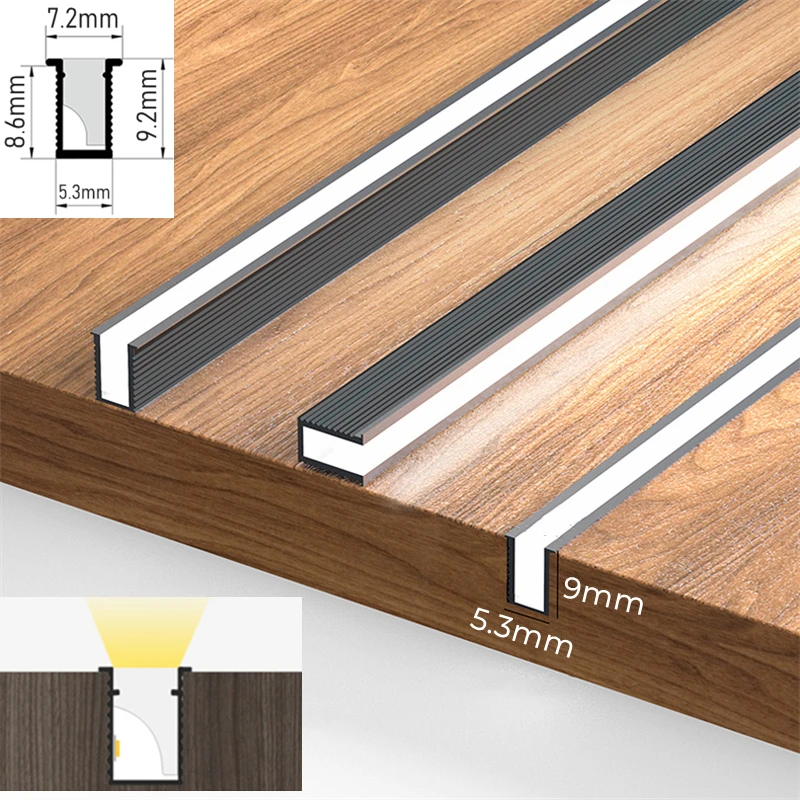 Mini Ultradünne LED-Schrank Aluminiumprofile Streifenlampe Einbau Unsichtbarer Kanal Milchiger Diffusor Schrank Regal Panel Bar Lichter