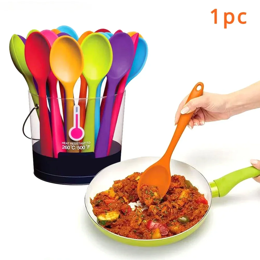 Küchen misch löffel Keramik & Keramik Silikon löffel Mini-Pfanne Kochen Edelstahl löffel Antihaft-Küchen geschirr Besteck