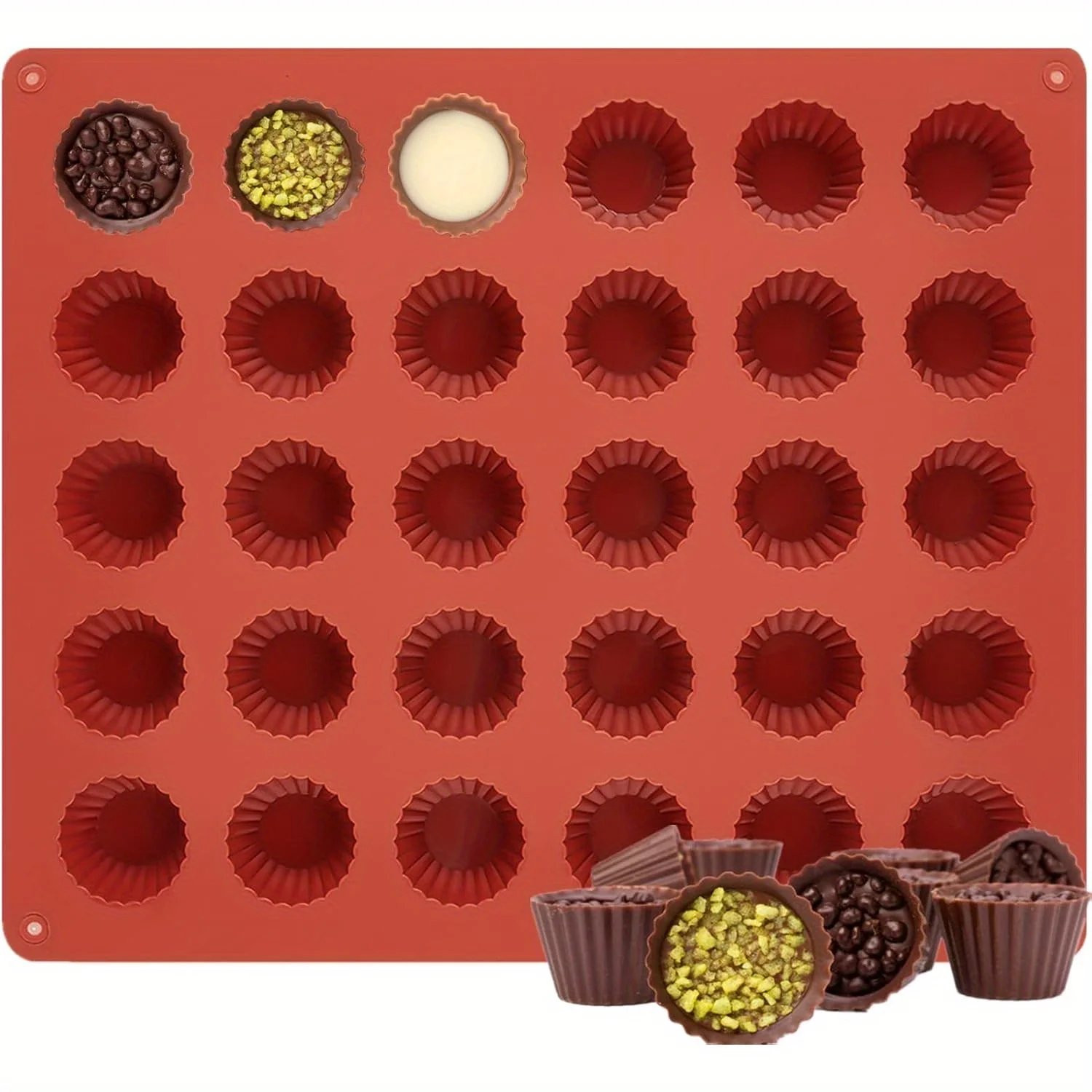 Blumen-Silikon-Backform mit 30 Mulden für Mini-Muffins, Cupcakes und Desserts, einfache Freigabe, einheitliche Größe, perfekt für Hochzeiten Image