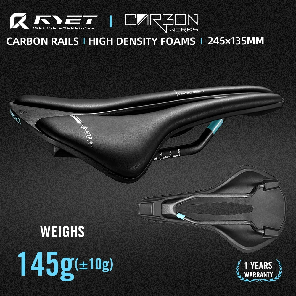 RYET 3D-gedruckter Fahrradsattel 245 mm 135/143 mm MTB Gravel Rennradsitz 145 g/195 g 7 x 9 mm leichte Fahrradteile Image