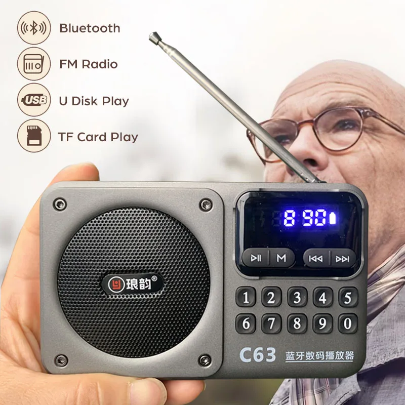 Wiederaufladbares tragbares UKW-Radio Typ C, kabellose Ladelautsprecher, unterstützt USB-TF-Karte, MP3-Musik-Player mit UKW-Radioempfänger Image