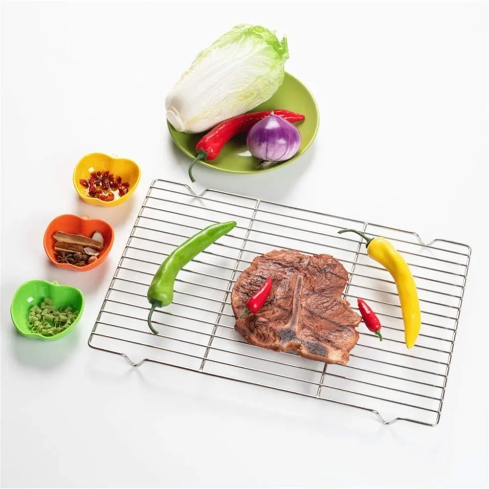 1 Packung Backnetz 304 Edelstahl Rechteckiges Kühlregal Grillwerkzeuge BBQ Grillzubehör Ofensicherer kleiner Grill Image