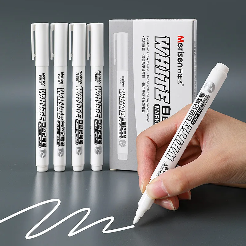 1/5 stücke Weiß Permanent Farbe Stift Feine Kopf Weiß Marker 1mm Schnell Trocknend Öl Wasserdichte Graffiti stifte Reifen Stoff Holz Malerei Image