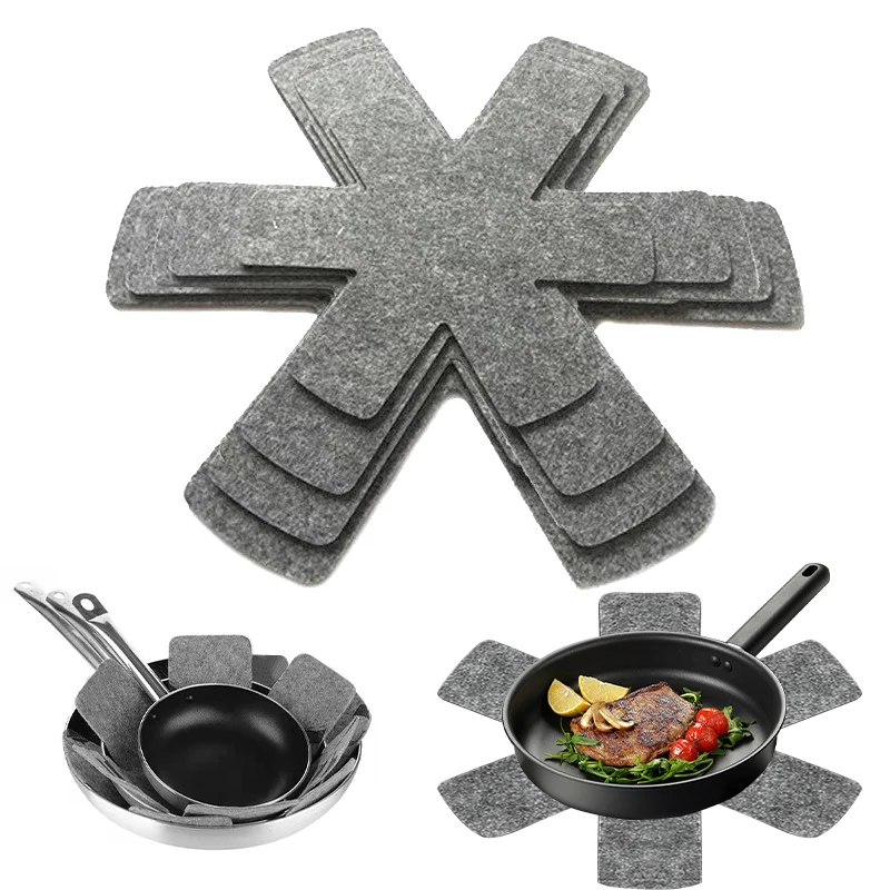 3/9/12 Stück Topf- und Pfannenschutz, Topfteiler, Pad, Vliesstoff, 3 Größen, Pfannen, Separator-Pads zum Schutz von Kochgeschirr, Küchenutensilien Image