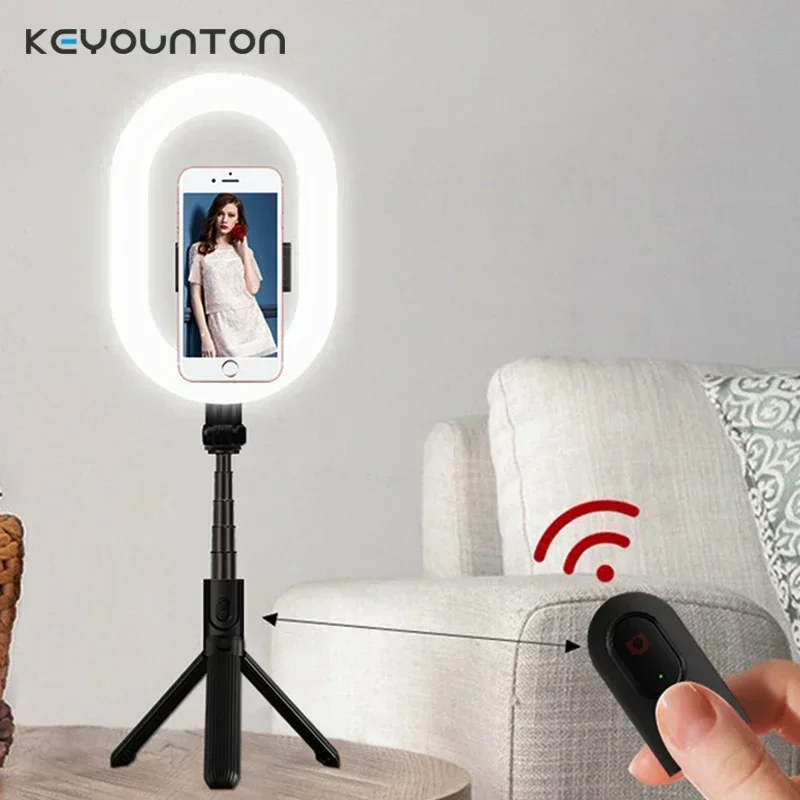 Selfie Stick Mit Ring Licht LED Stativ Für iPhone Android Für Live Video Streaming Ständer Halter Pol Smartphone Bluetooth 5,0 Image