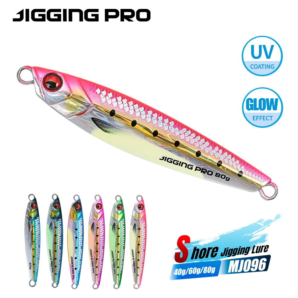 JIGGING PRO Stampa 3D Richiamo di Pesca 40g 60g 80g Acqua Salata Shore Casting Jigging Richiamo Lento Metallo Jig Bass Luccio Trota Esca