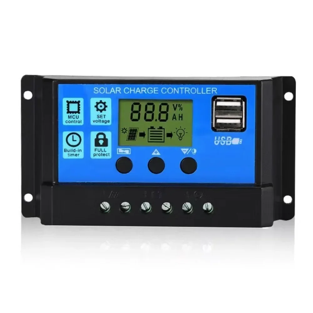 2025 Solarladeregler 12 V PWM 10 A 20 A 30 A 40 A 50 A 60 A 70 A 80 A 90 A 100 A mit einstellbarer LCD-Display-Timer-Einstellung EESBAO Image