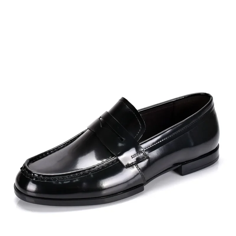 Luxuriöse Penny-Schuhe für Herren, Italienische Leder-Loafer, Schwarze Lackleder Formelle Oxford-Herrenschuhe