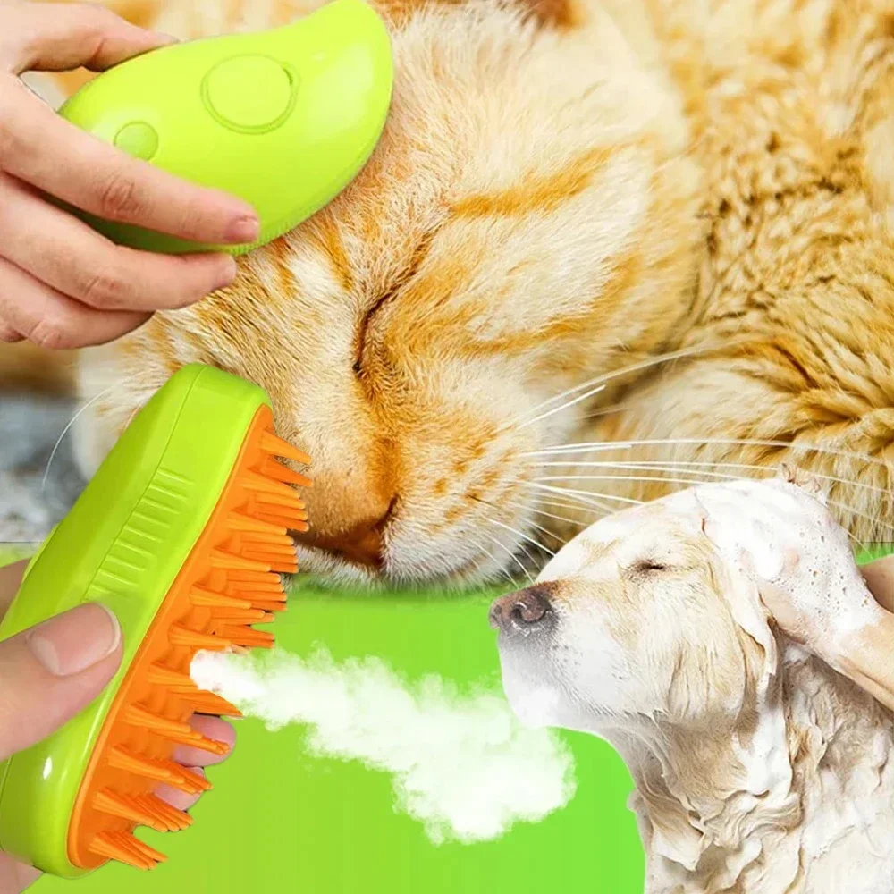 Hunde- und Katzenzubehör, Massagekamm, Pflegezubehör für Katzen, Bürste, Haustierspray, weiches Silikon, Dampf, integrierte elektrische Haarartikel Image