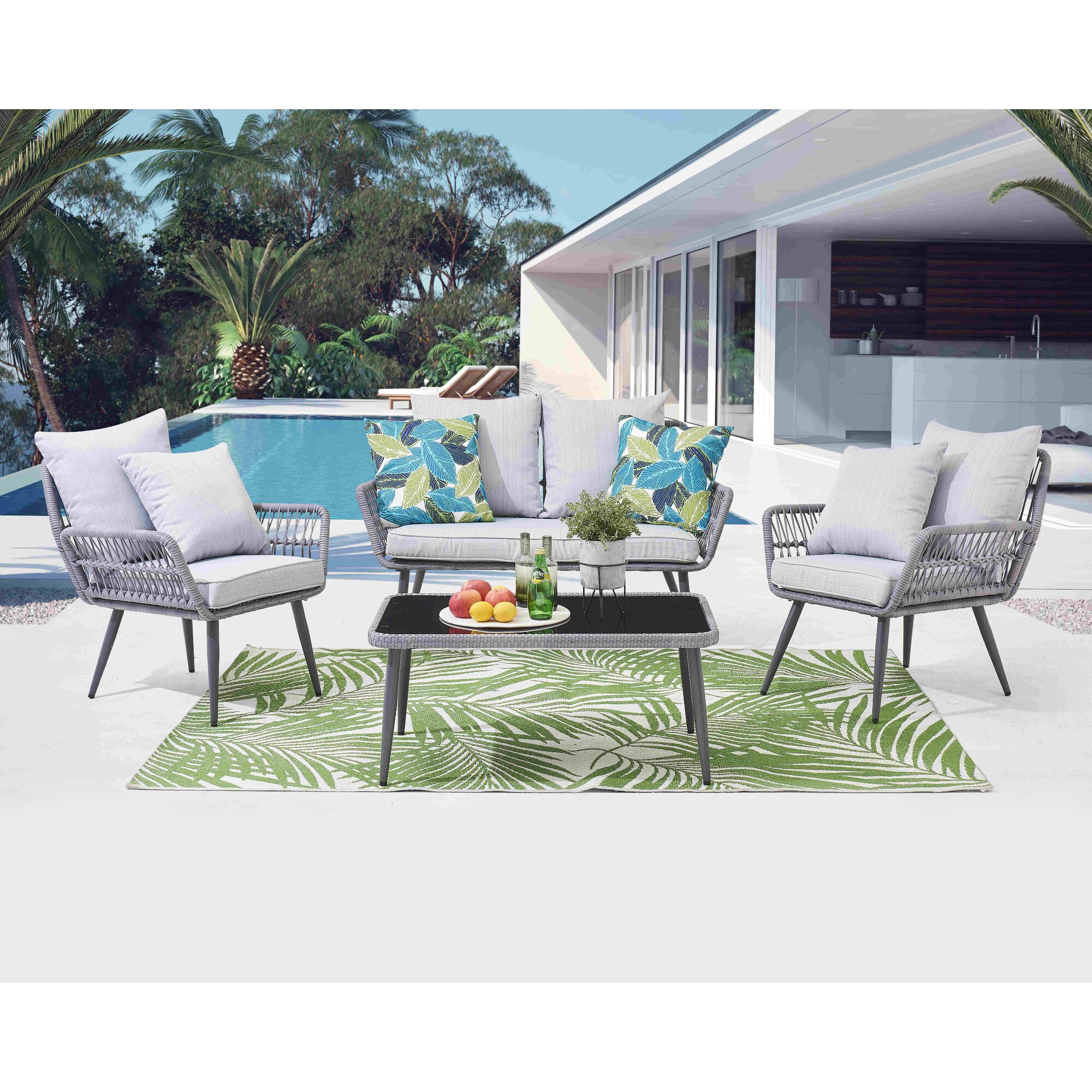 Möbilia »Malibu« Sitzgruppe 4-teilig inklusive Kissen Sitzgruppe