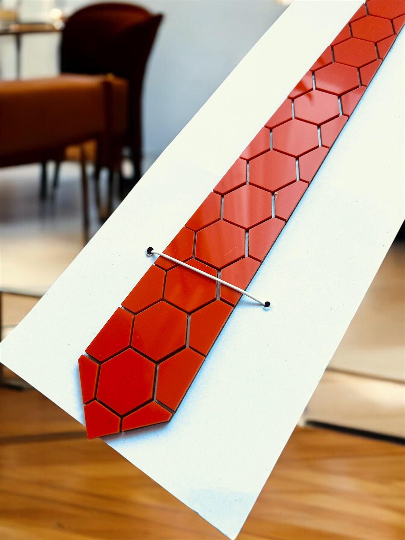 Hex wie Krawatte Geometrische Krawatte Wabenmuster Wendbar 2-in-1 Orange & Schwarz - Herren Party Accessoire - Geschenk für Mann,Freund,Vater,Bruder