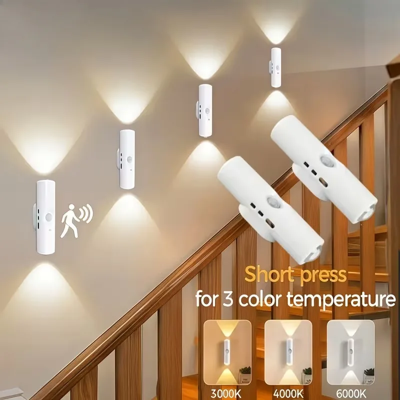Wiederaufladbare Smart RGB Gradient Nachtlicht Magnetische Bewegungsmelder Wandleuchte für Schlafzimmer Badezimmer Schrank Garten Home Decor