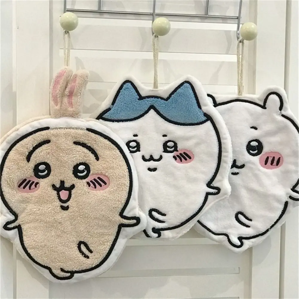 jiyi Handtuch aus Korallenfleece zum Aufhängen, saugfähig, Usagi Hachiware-Handtuch, schnell trocknend, verdicktes Küchentuch, weiches Handtuch Image