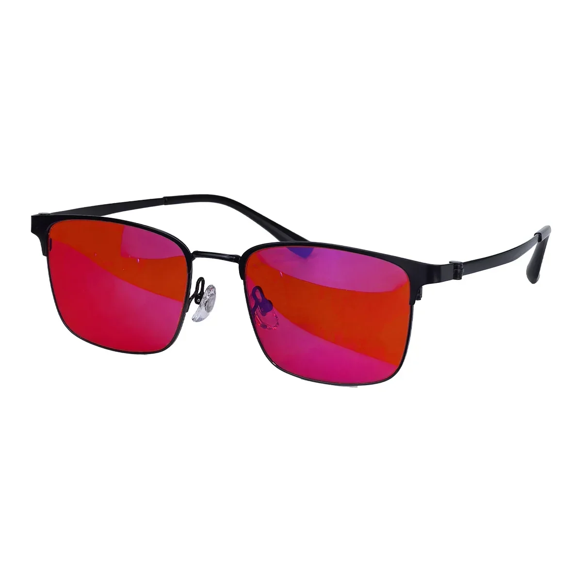 Quadratischer Titanrahmen für Männer, verbessert Schlaflosigkeit, Titanbrille, rote Linse, bessere Schlafbrille, orangefarbene Linse, große Größe 141 mm Image