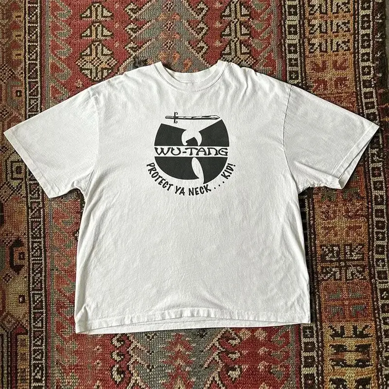 Punk Rock T-Shirts Wu-Tang Clan Vintage Print Hip Hop Style Loose Fit Rundhals Kurzarm T-Shirt für Freizeitkleidung Unisex