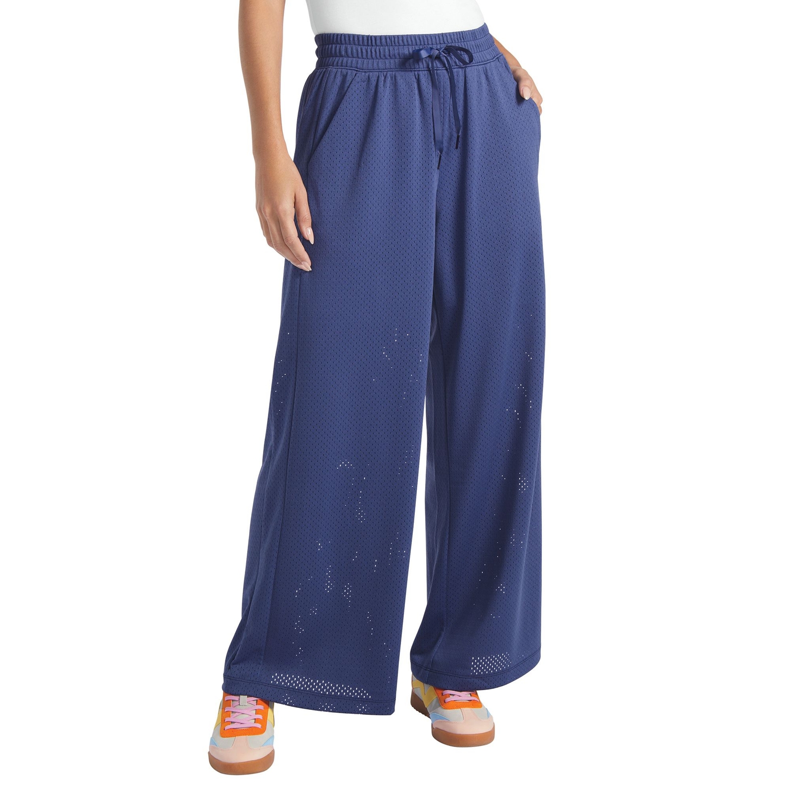 VEVO ACTIVE Athletic Mesh Wide Leg Pant (Size 5X) Indigo Storm, Elastine,Polyester