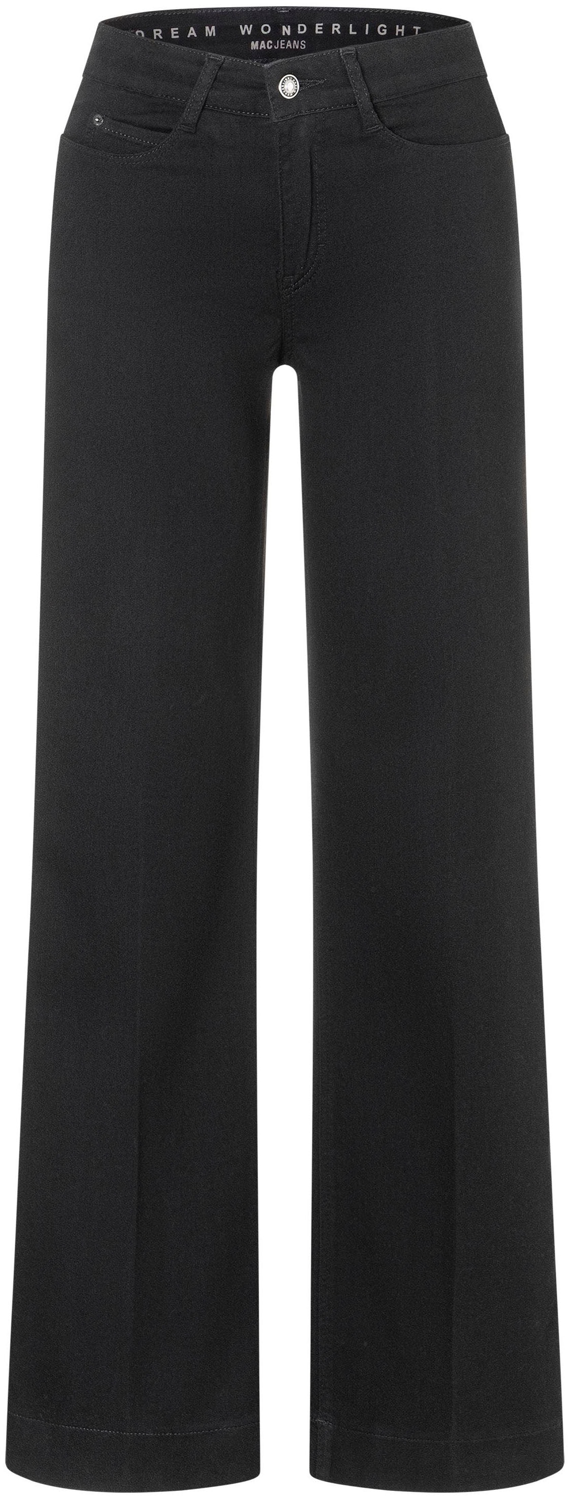Weite Jeans MAC "DREAM WIDE", Damen, Gr. 42, Länge 32, schwarz, schwarz, Denim/Jeans, Obermaterial: 75% Baumwolle, 12% Modal, 9% Polyester, 4% Elasthan, figurumspielend knöchellang, Jeans, mit weitem Bein-Stretch