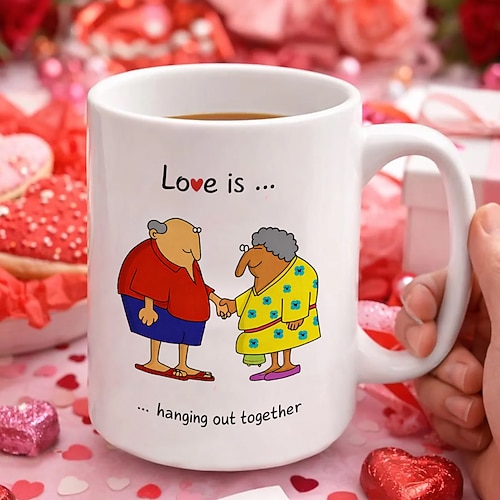 Valentinstagsgeschenk-Tasse „Liebe ist zusammen" – süße, romantische Tasse als Geschenk für Paare – lustige Kaffeetasse aus Keramik mit Liebesmotiv Image