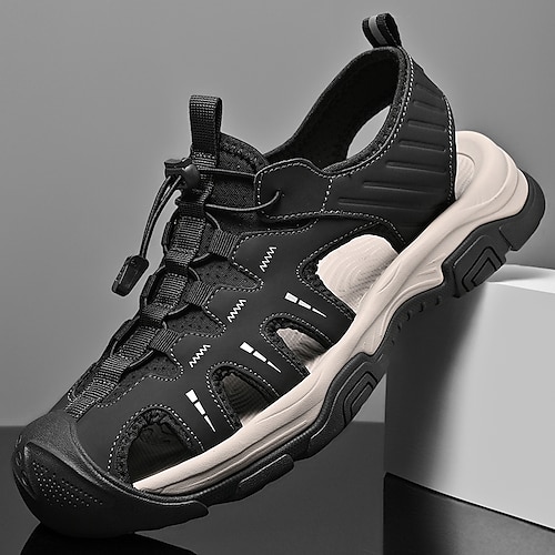 Weiße Herren-Outdoor-Sandalen – atmungsaktives Design mit verstellbarer Passform, ideal zum Wandern, für Strand und Sommeraktivitäten Image