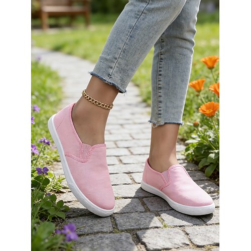 Slip-On-Sneakers aus Canvas für Damen – leichte, minimalistische Flats für tägliche Besorgungen, Spaziergänge im Park und Brunch-Ausflüge am Wochenende Image
