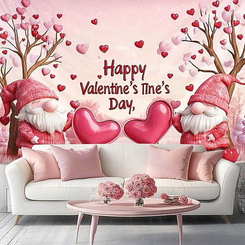 Valentinstag Tapisserie Banner Decke Rose Liebe Herz Niedlich Romantisch 3D Party Wohnzimmer Hintergründe aufnehmen Dekoration für Heiratsanträge Wohndeko Image