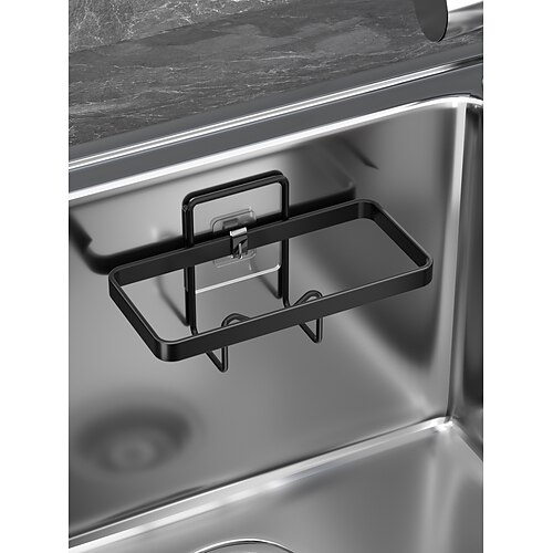 Aufbewahrungskorb für Schwamm und Seife unter der Spüle Geschirrspüler, platzsparende Küche Badezimmer-Organizer mit Abfluss, Waschbecken-Schwammhalter Image