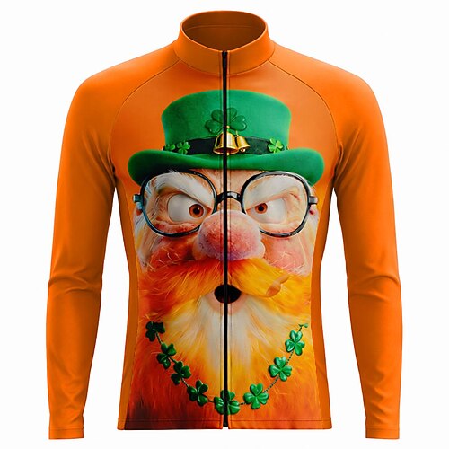 Herren Radtrikot Downhill-Trikot Langarm Fahhrad T-Shirt Trikot Oberteil mit 3 Gesäßtaschen Mountainbike MTB Straßenradsport Sonnenschutz Mit Taschen Mit 3 Rückentaschen Sport Orange Bekleidung Image