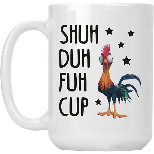 Lustige Geschenktasse mit Hühner- und Hahnenmotiv, weiße Keramiktasse für Kollegen, Freunde und Familie Image