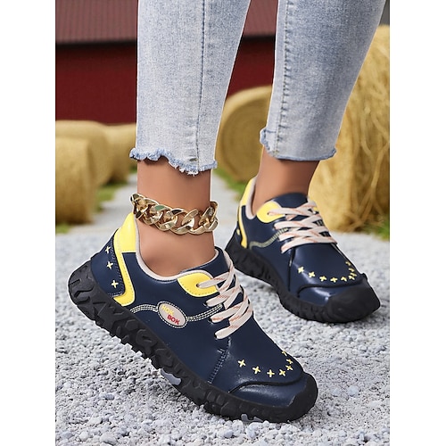 Lässige Damen-Sneaker zum Schnüren – bequeme Schuhe mit strukturierten Ziernähten, ideal für Spaziergänge im Freien, tägliche Besorgungen, Brunch-Verabredungen und Ausflüge aufs Land. Image