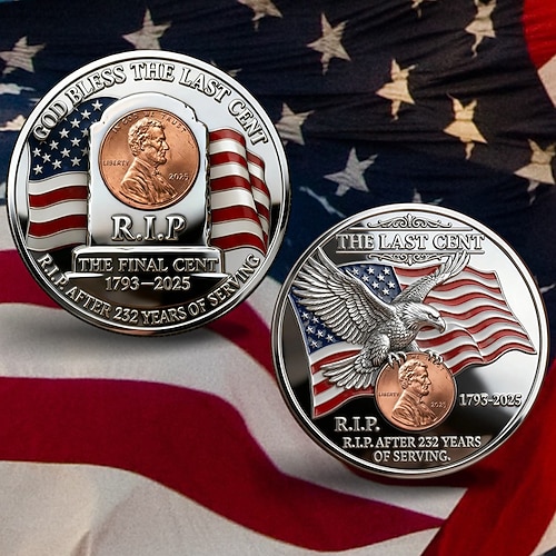 Die letzte Cent-Gedenkmünze aus Metall (1909–2025), Lincoln Final Cent Memorial Coin, Penny-Gedenkmünze, historisches Sammlerstück der „letzten Ausgabe" – ein Geschenk für Geschichtsliebhaber und Münzsammler. Image