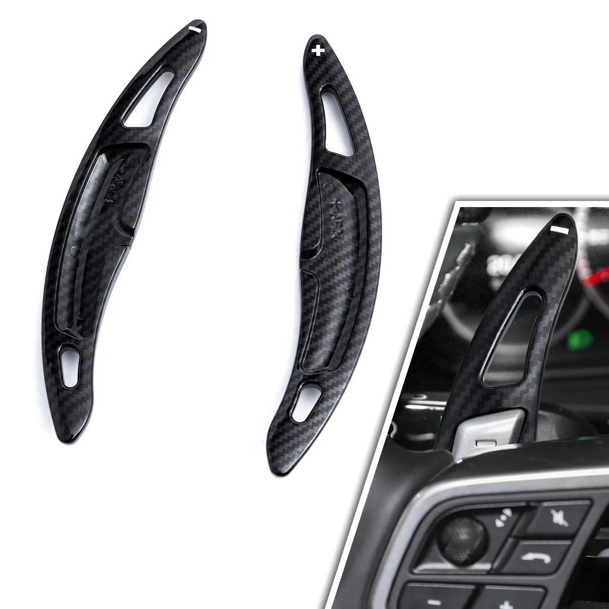 Lenkrad Paddle Shifter Verlängerung Zierleisten Zubehör für Porsche Cayenne Macan Panamera 718 Boxster Cayman Spyder 911 Image