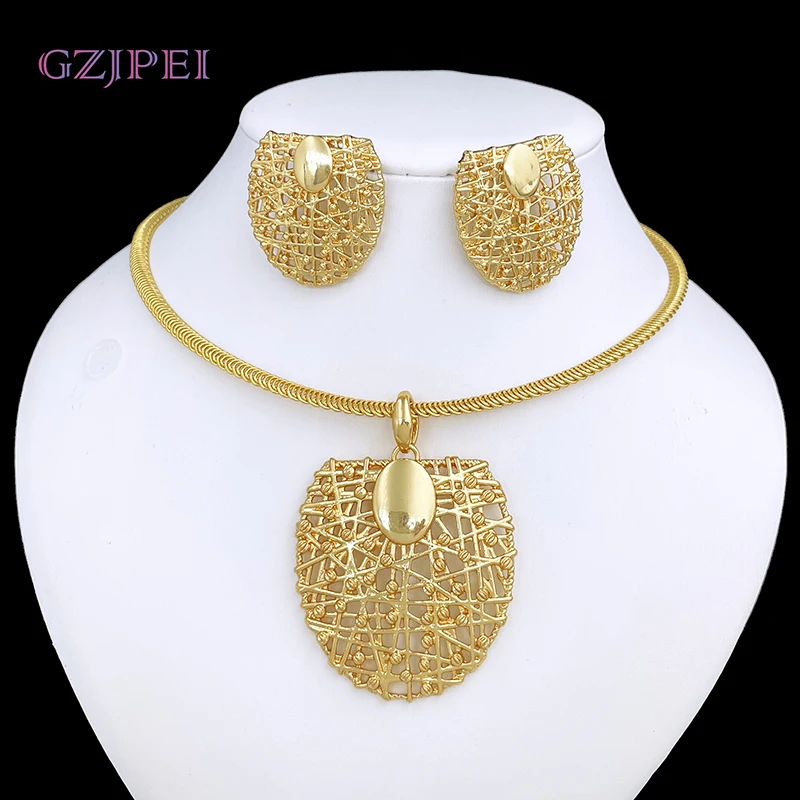 Set di orecchini con collana color oro per orecchini pendenti girocollo unici da donna Set da 3 pezzi Accessori di qualità per gioielli Spedizione gratuita