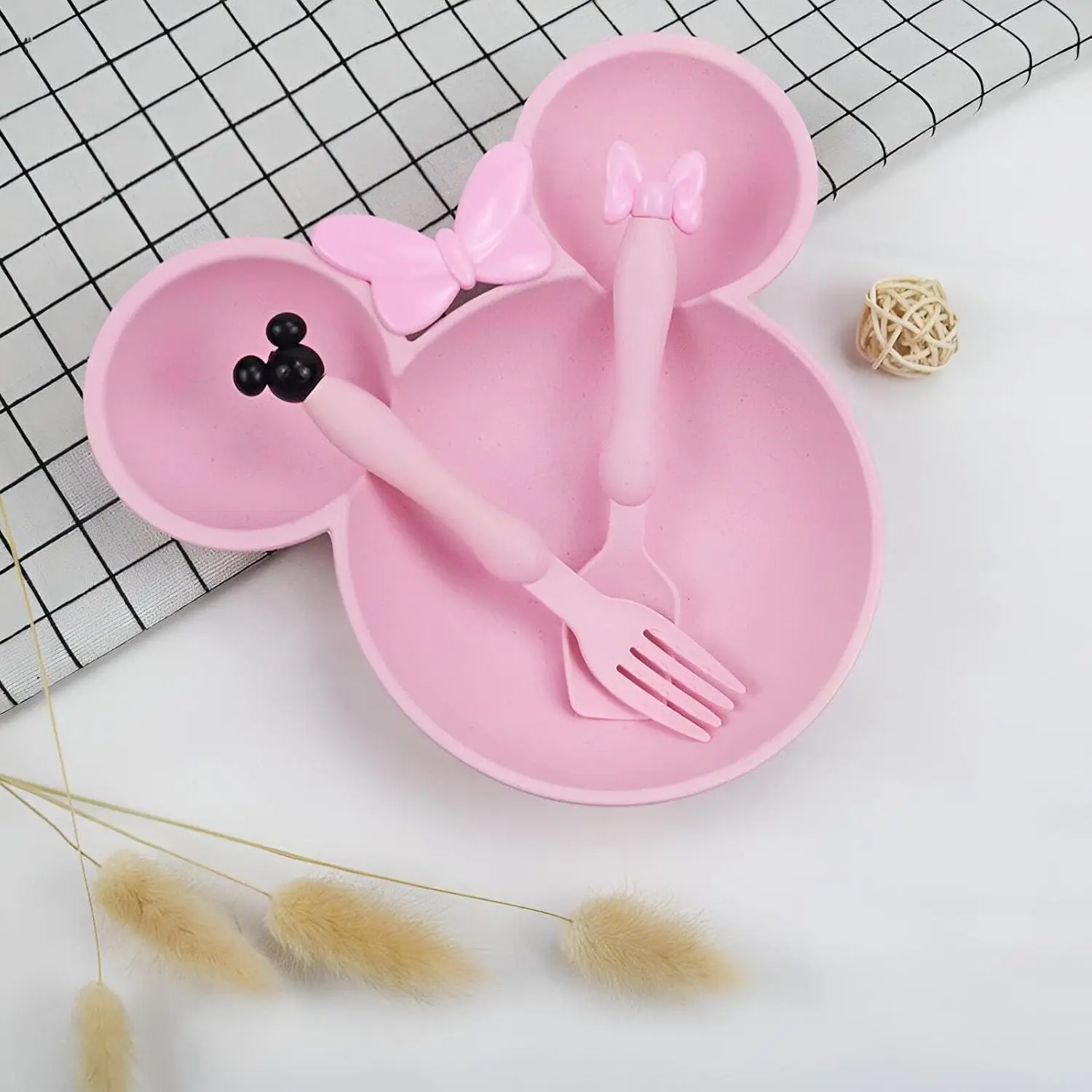 Kindergeschirr, Kindergeschirr-Set, 3-teilig, Kunststoff, Löffel, Gabel, Kinder, Kleinkind, Teller, Schüssel, Geschirr, Teller-Set