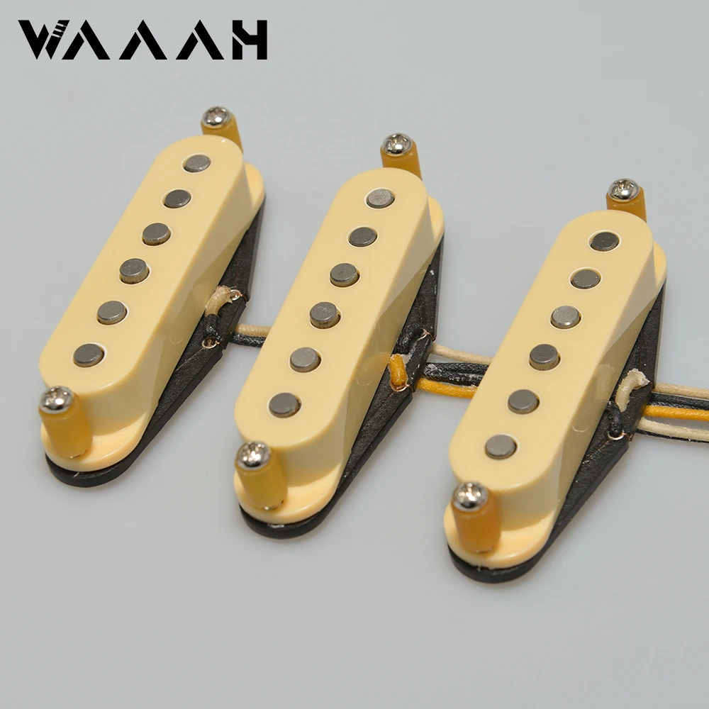 Alnico 3 SSS Surfari handgewickelte Gitarren-Tonabnehmer, Vintage 1954, Single Coil für Gitarren im ST-Stil, N/M/B, für ST-Gitarre, gelbe Abdeckung Image